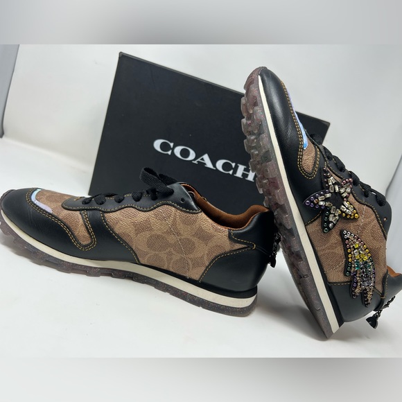 Women’s Coach Sneakers C118 CDC STR Tan Black US 7.5 - Picture 8 of 12